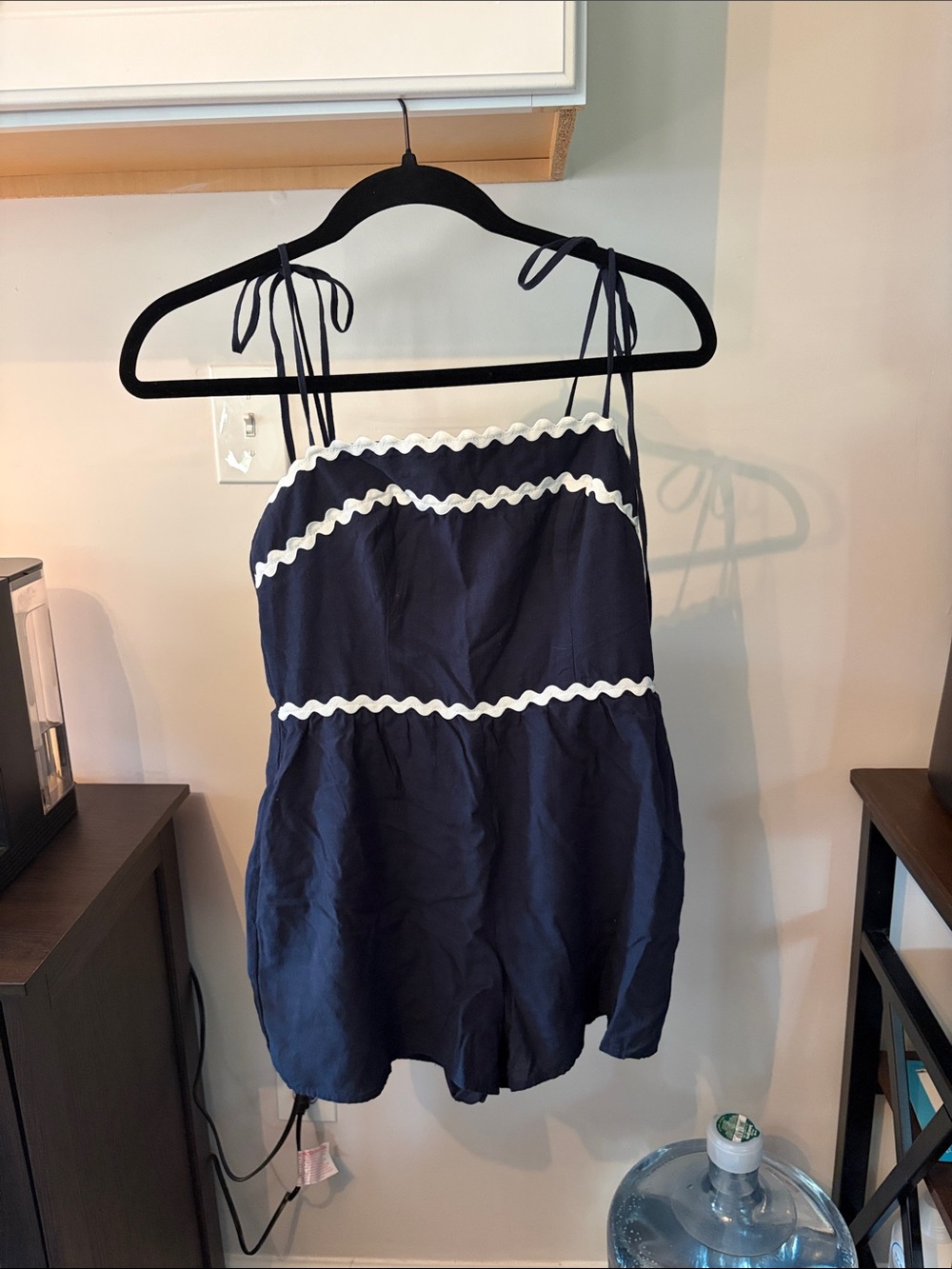 Trixxi Navy Blue Sleeveless Romper with White Rickrack